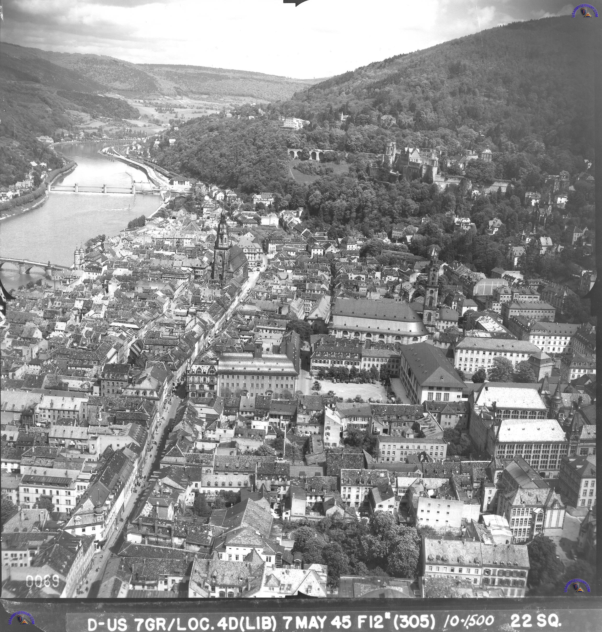 USAREUR Aerial Photos - Heidelberg 1945